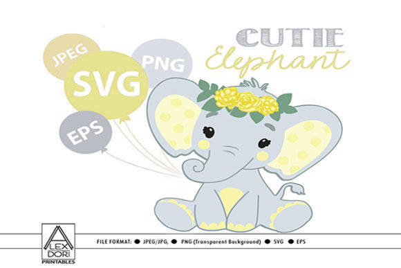 Designing with the Elephant Yellow Girl Digital Cut Files for Baby Showers and Nursery Decor