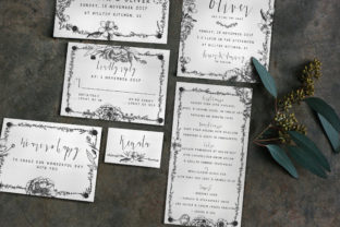 Elegant Flower Wedding Invitation Suite: Hand-Drawn Design for a Cohesive Celebration
