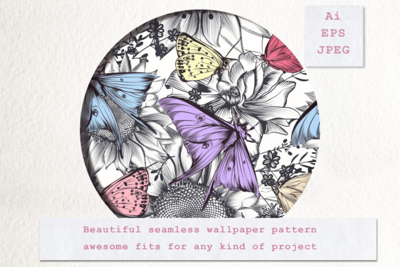Elevating Digital Design with the Seamless Vector Pattern with Butterflies: A Fusion of Vintage Charm and Modern Utility