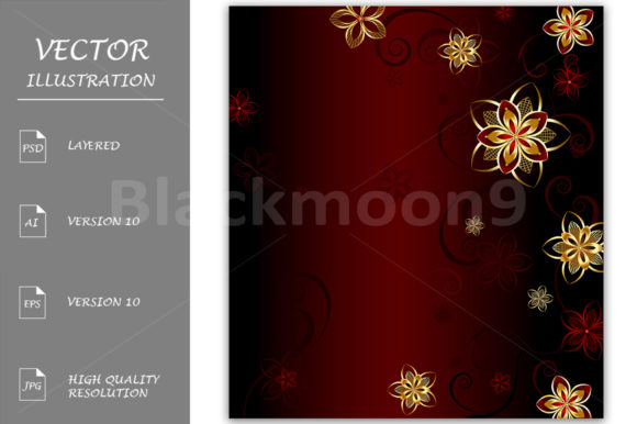 Evaluating Red Background with Gold Flowers for Luxury Design Projects