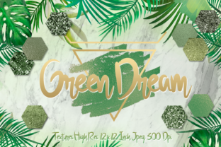 Green Dream Digital Papers: Luxe Foil & Floral Textures