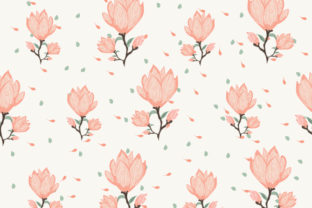 Small Cute Magnolia Seamless Pattern Design